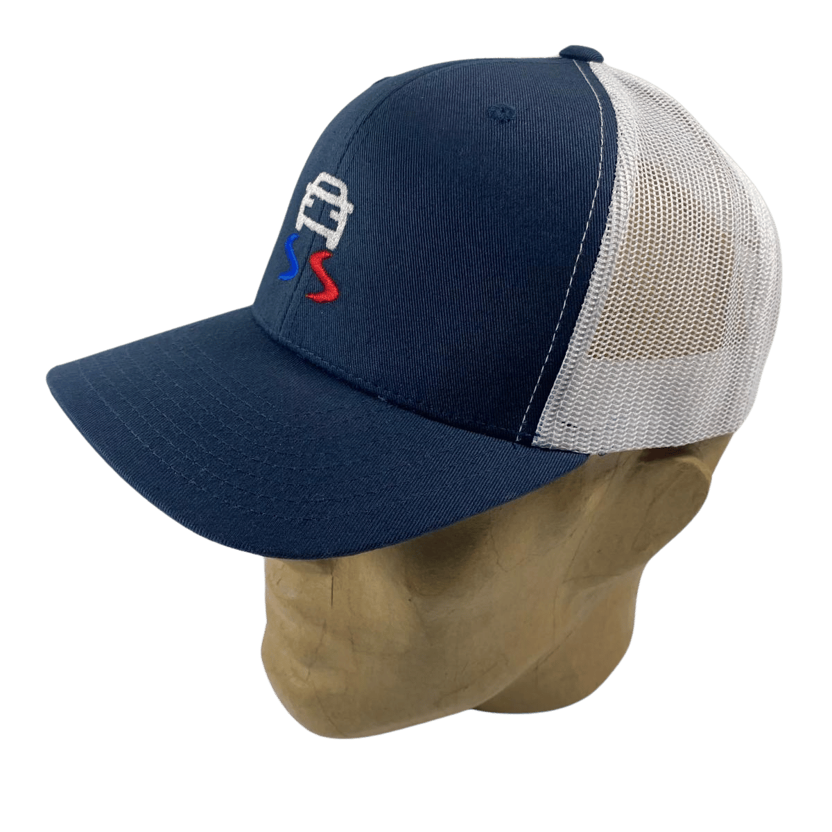 Casquette Trucker « Silverstriker » Bleu Marine et Blanc – Design Tricolore